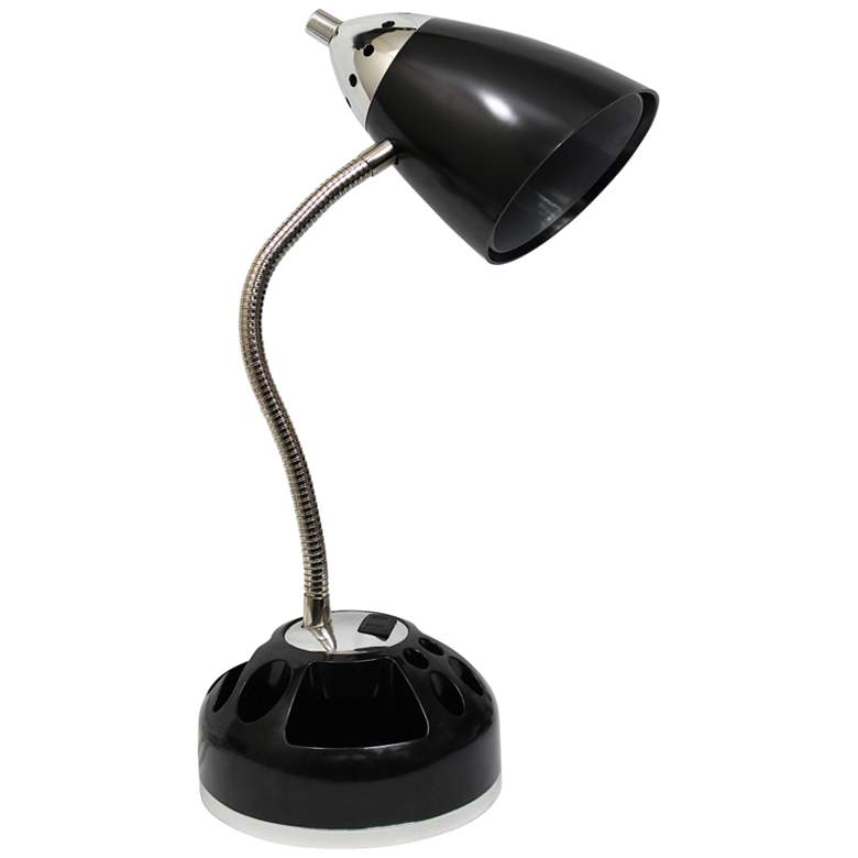 LimeLights Black Organizer Desk Lamp with Charging Outlet
