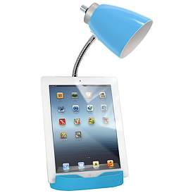 Image5 of LimeLights Blue Gooseneck Organizer Desk Lamp with Outlet more views