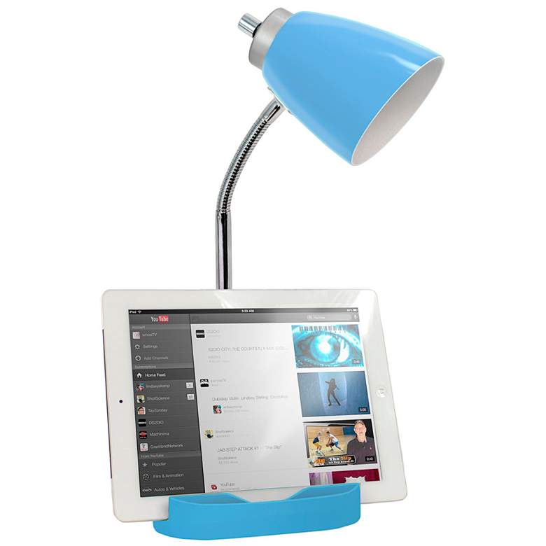 Image 6 LimeLights Blue Gooseneck Organizer Desk Lamp with Outlet more views