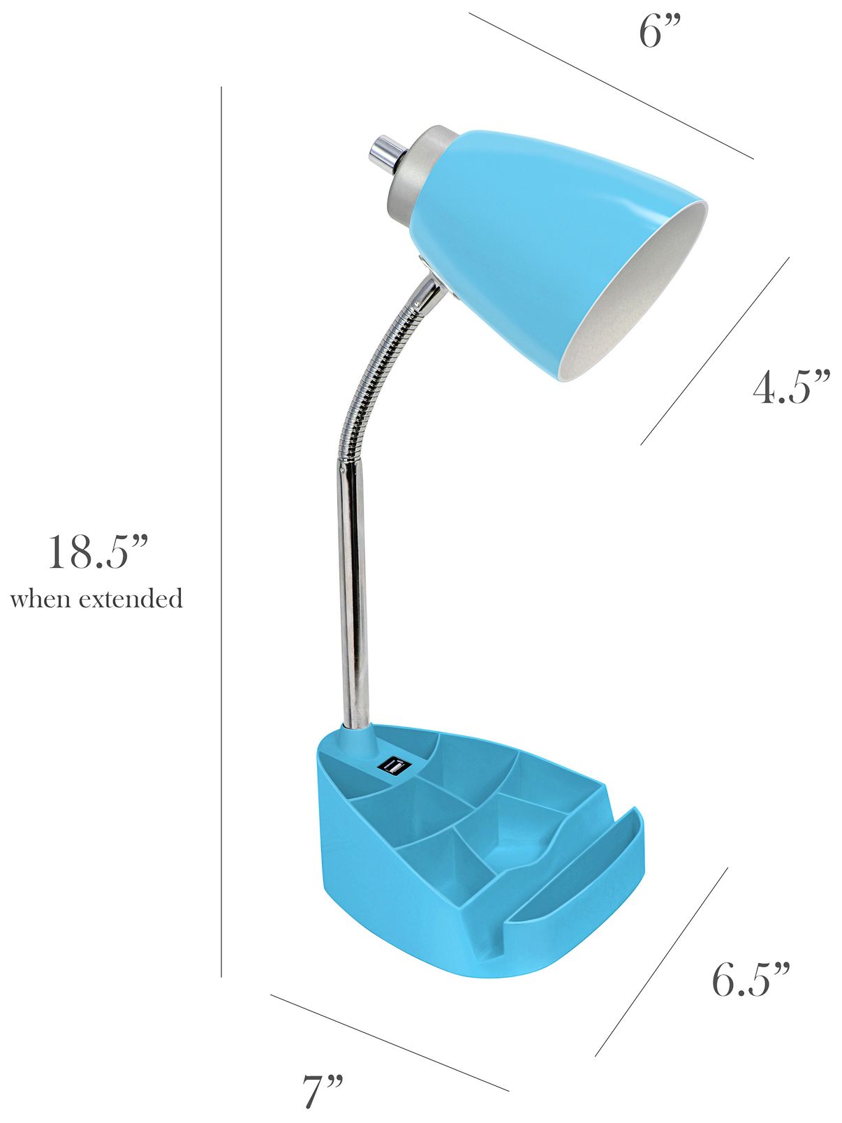 LimeLights Blue Gooseneck Organizer Desk Lamp with USB Port in scene