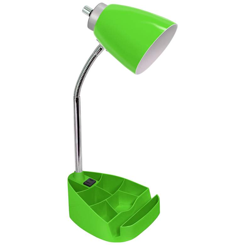 LimeLights Green Gooseneck Organizer Desk Lamp with Outlet