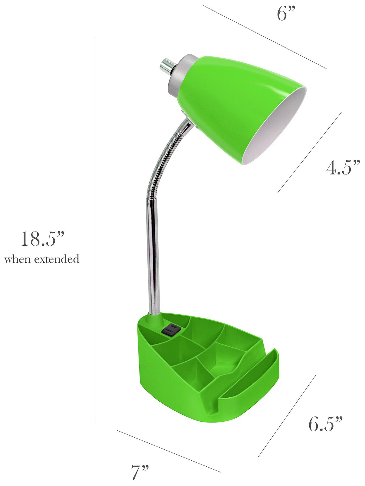 LimeLights Green Gooseneck Organizer Desk Lamp with Outlet in scene