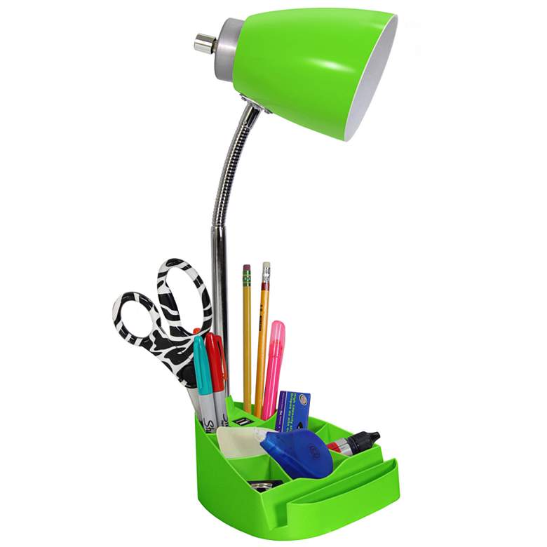 LimeLights Green Gooseneck Organizer Desk Lamp with USB Port more views