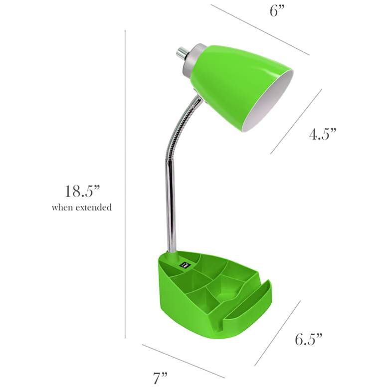 Image 7 LimeLights Green Gooseneck Organizer Desk Lamp with USB Port more views