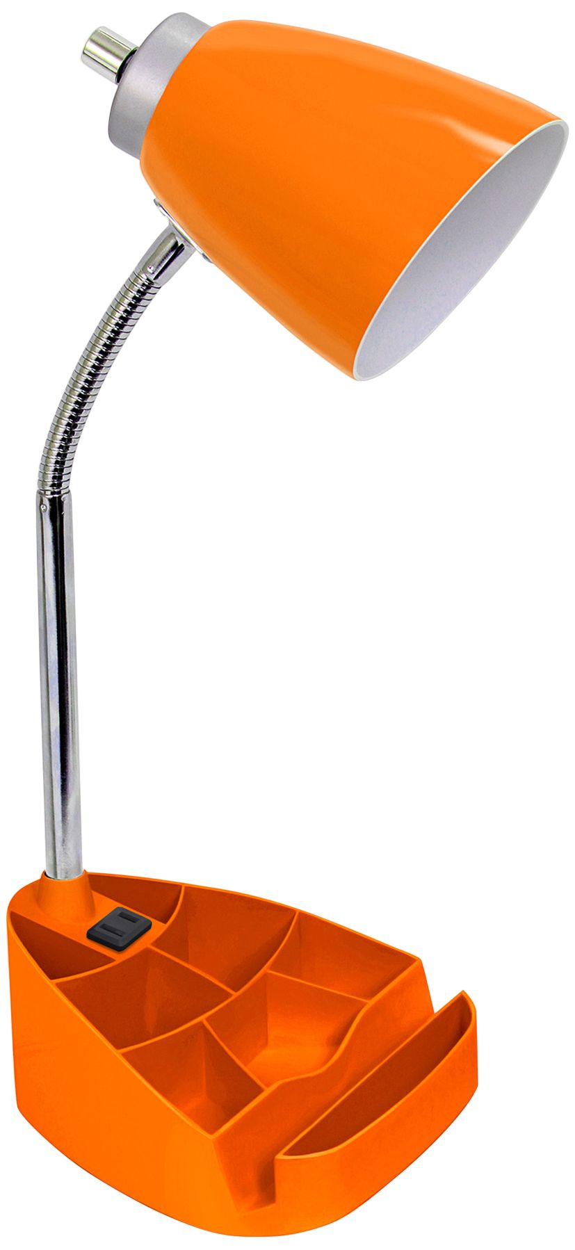 Desk lamp with store organizer and outlet