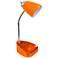 LimeLights Orange Gooseneck Organizer Desk Lamp with Outlet