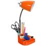 LimeLights Orange Gooseneck Organizer Desk Lamp with Outlet in scene
