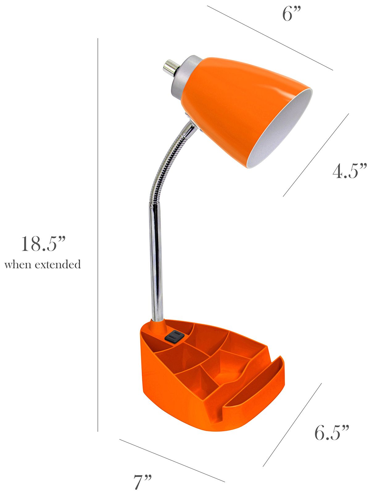 LimeLights Orange Gooseneck Organizer Desk Lamp with Outlet in scene