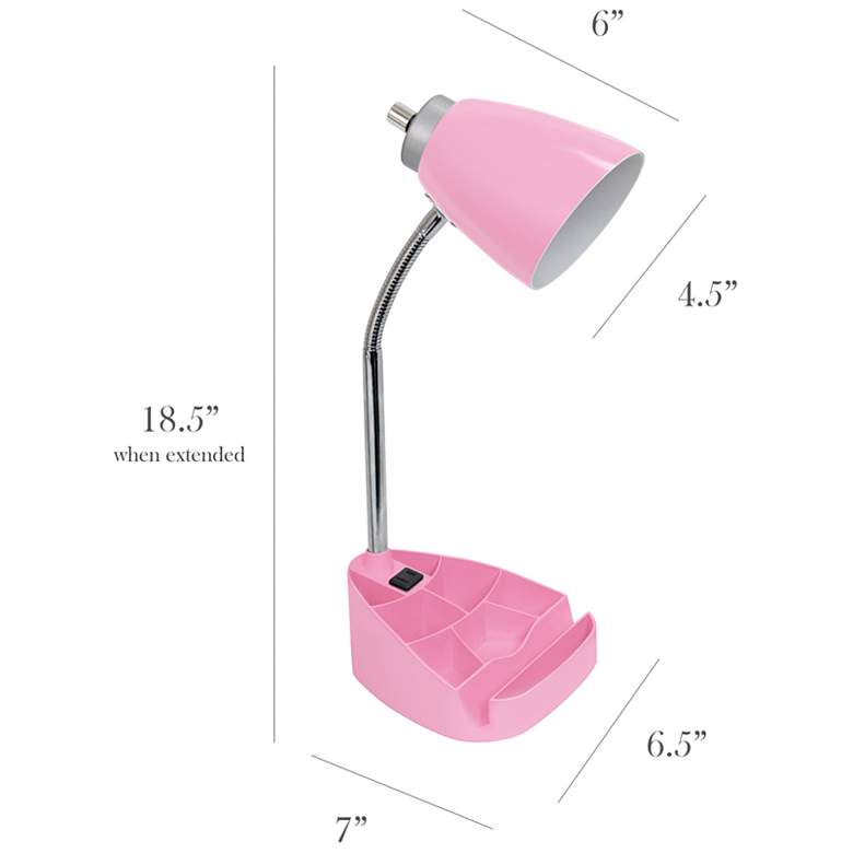 Image 7 LimeLights Pink Gooseneck Organizer Desk Lamp with Outlet more views