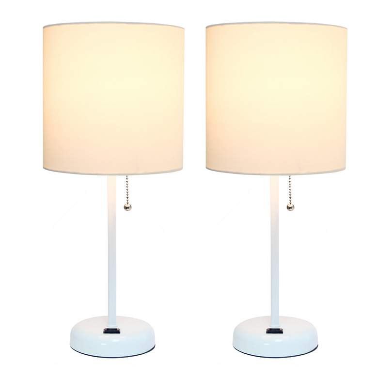 Image 2 LimeLights Power Outlet Modern White Table Lamps Set of 2 more views