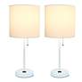 LimeLights Power Outlet Modern White Table Lamps Set of 2