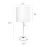 LimeLights Power Outlet Modern White Table Lamps Set of 2