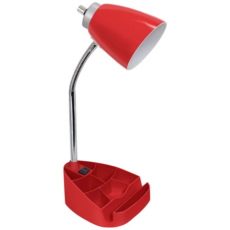 Image 2 LimeLights Red Gooseneck Organizer Desk Lamp with Outlet