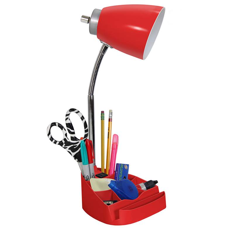 Image 5 LimeLights Red Gooseneck Organizer Desk Lamp with Outlet more views