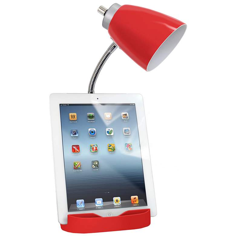 Image 7 LimeLights Red Gooseneck Organizer Desk Lamp with Outlet more views
