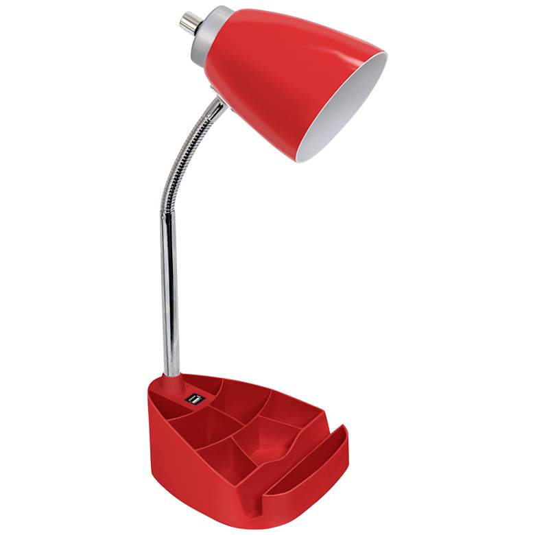 Image 2 LimeLights Red Gooseneck Organizer Desk Lamp with USB Port