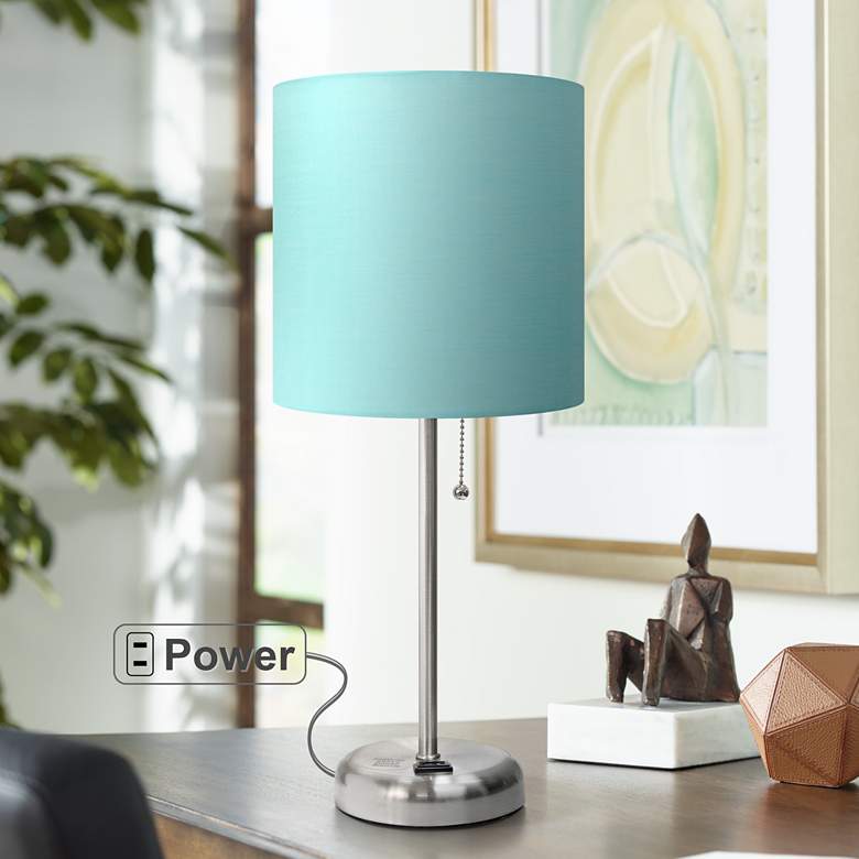 Image 1 LimeLights Stick Aqua Shade 19 1/2 inch High Accent Table Lamp