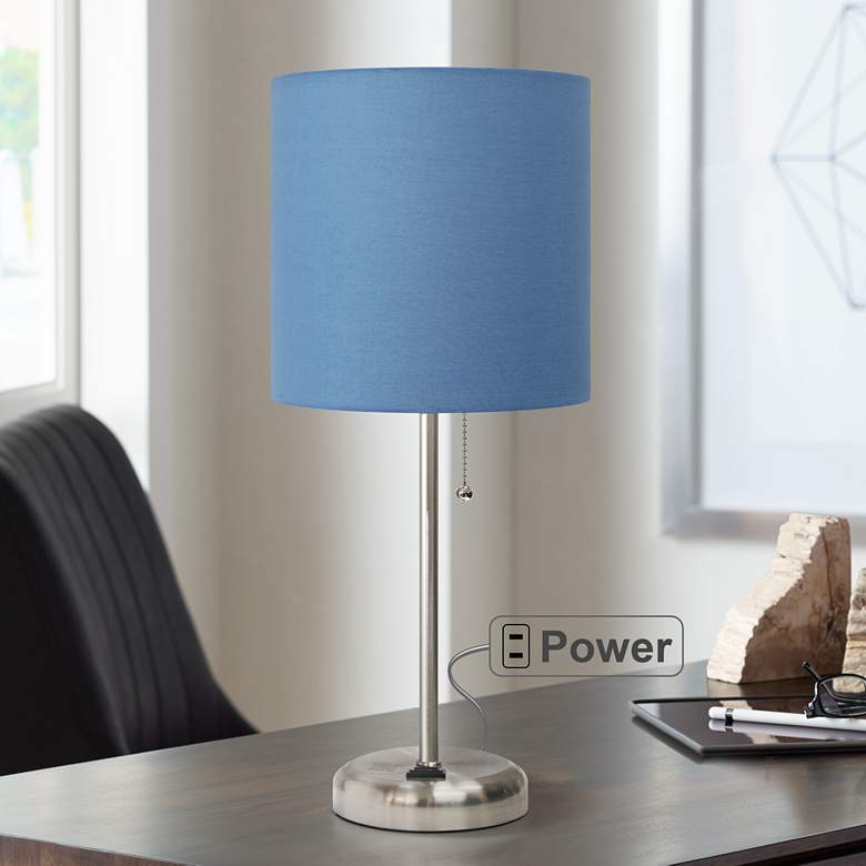 Image 1 LimeLights Stick Blue Shade 19 1/2 inch High Accent Table Lamp