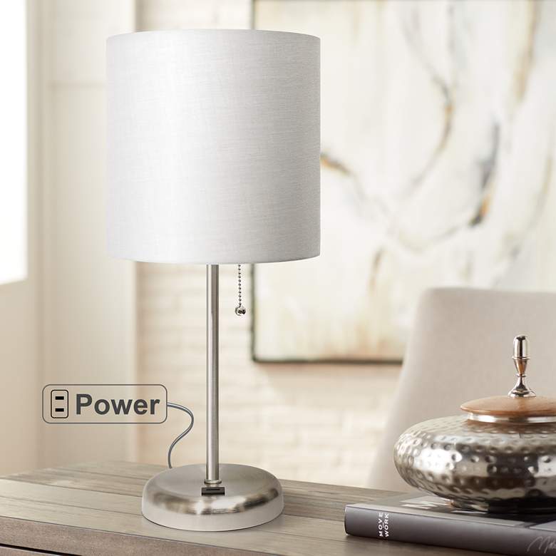 Image 1 LimeLights Stick Gray Shade 19 1/2 inch High Accent Table Lamp