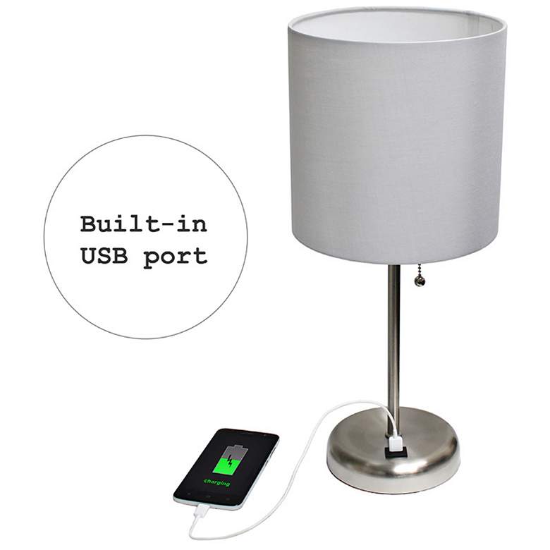 Image 3 LimeLights Stick Gray Shade 19 1/2" High Accent Table Lamp more views