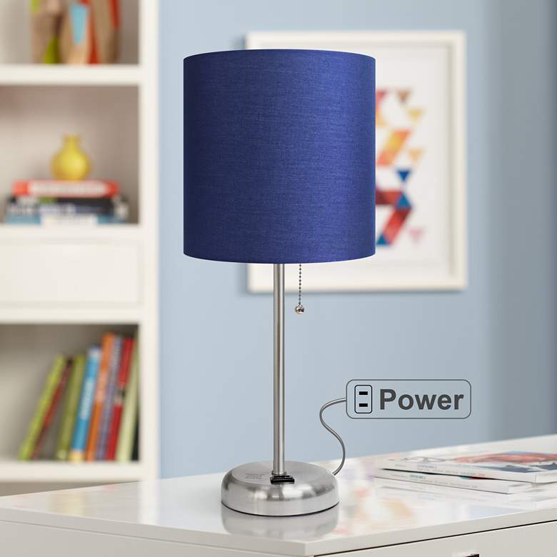 Image 1 LimeLights Stick Navy Shade 19 1/2 inch High Accent Table Lamp