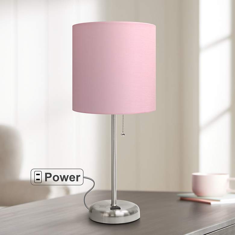 Image 1 LimeLights Stick Pink Shade 19 1/2 inch High Accent Table Lamp