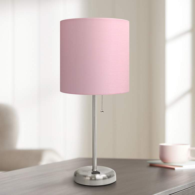 Image 1 LimeLights Stick Pink Shade 19 1/2 inch High Accent Table Lamp