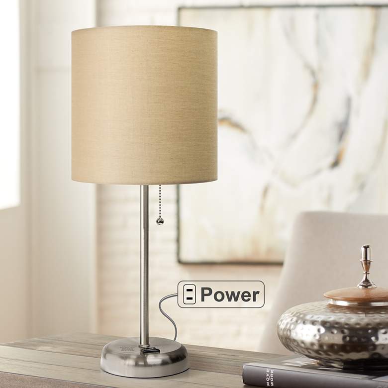 Image 1 LimeLights Stick Tan Shade 19 1/2 inch High Accent Table Lamp