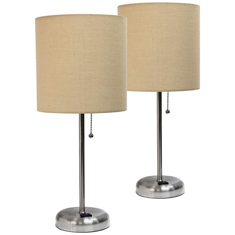 Image 1 LimeLights Tan Power Outlet Table Lamps Set of 2