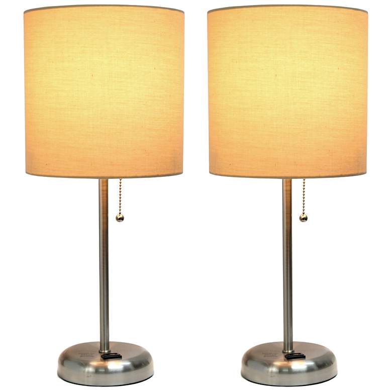Image 4 LimeLights Tan Power Outlet Table Lamps Set of 2 more views