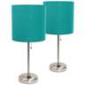 LimeLights Teal Green Power Outlet Table Lamps Set of 2