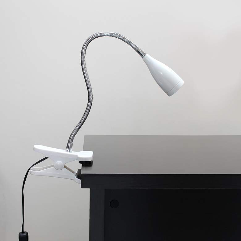 Image 1 LimeLights White Flexible Gooseneck LED Clip Light Desk Lamp