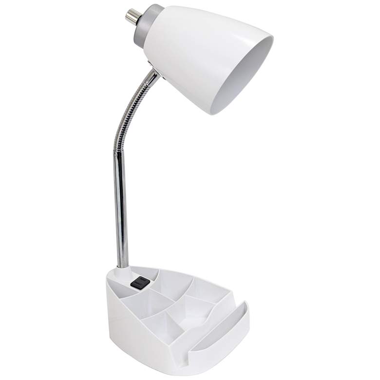 Image 2 LimeLights White Gooseneck Organizer Desk Lamp with Outlet