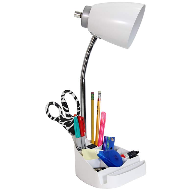 LimeLights White Gooseneck Organizer Desk Lamp with Outlet more views