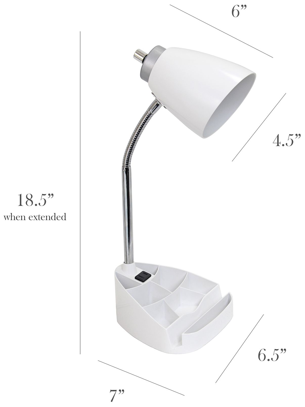 LimeLights White Gooseneck Organizer Desk Lamp with Outlet in scene