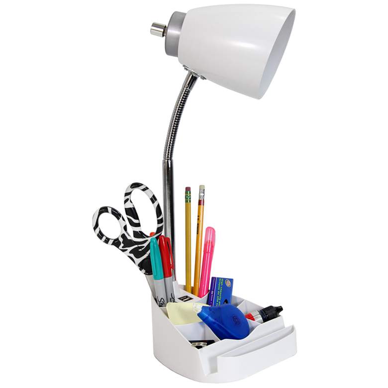 LimeLights White Gooseneck Organizer Desk Lamp with USB Port more views