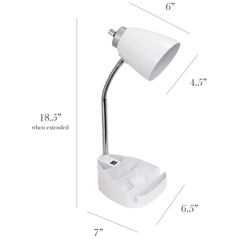 Image 7 LimeLights White Gooseneck Organizer Desk Lamp with USB Port more views