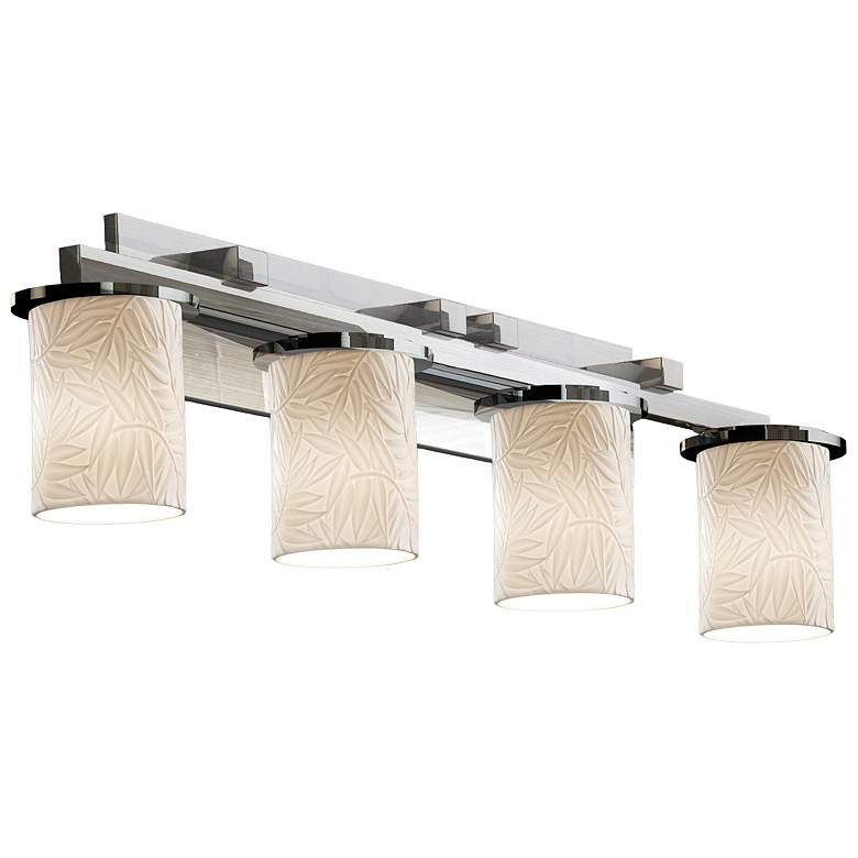 Image 1 Limoges 9" High 4-Light Polished Chrome Bath/Vanity with Bamboo Shade