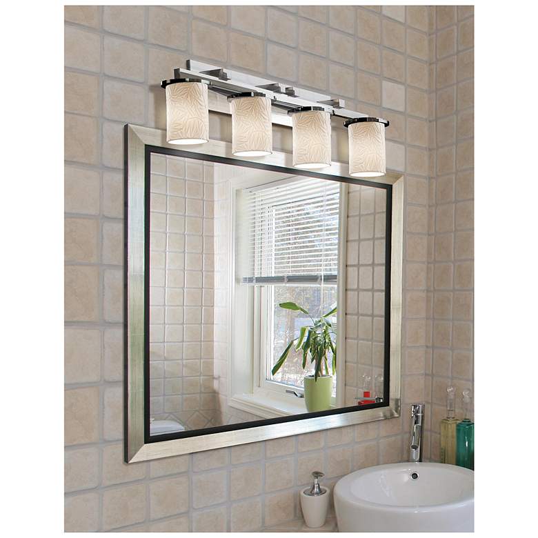 Image 2 Limoges 9" High 4-Light Polished Chrome Bath/Vanity with Bamboo Shade more views