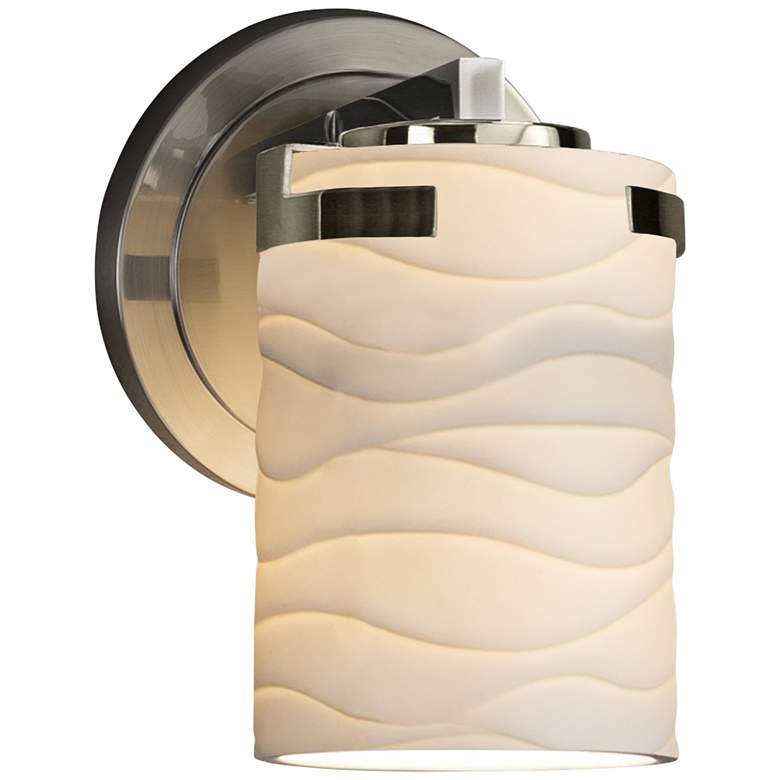 Image 1 Limoges™ Atlas 8" High Brushed Nickel Wave Wall Sconce