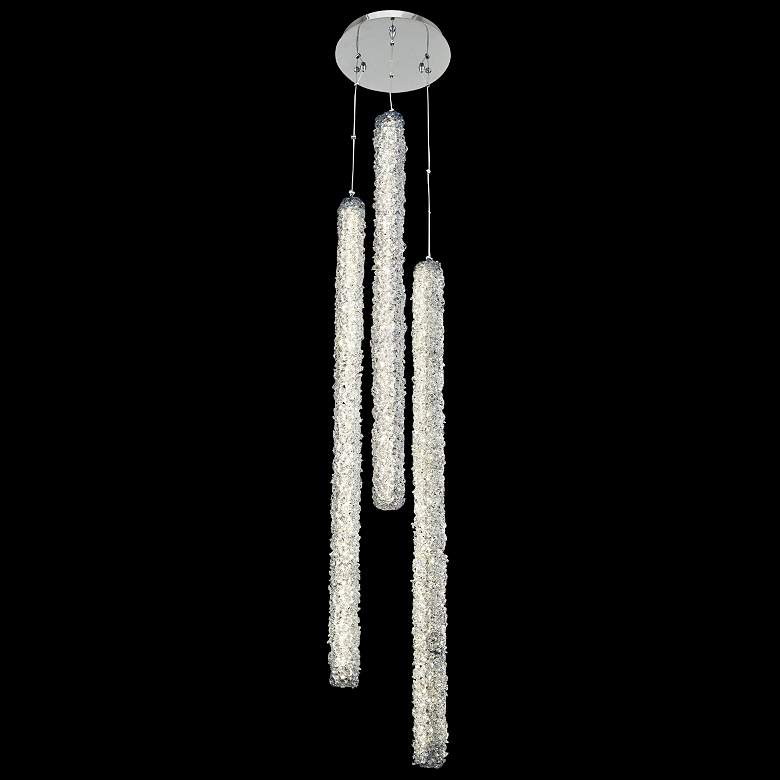 Image 1 Lina 12" Wide Chrome LED 3-Column Foyer Mini Foyer Pendant