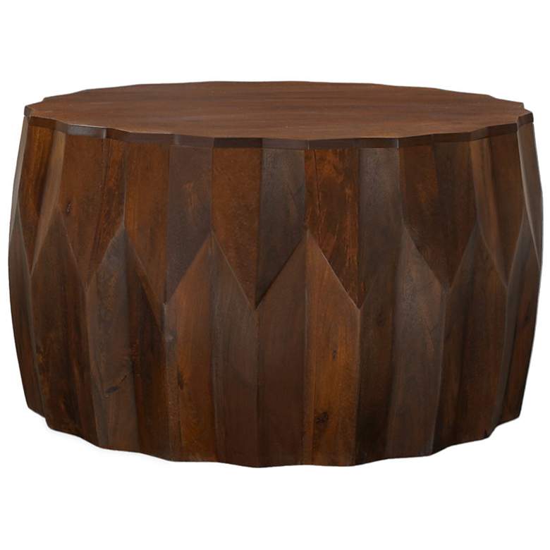 Image 2 Lina 30" Diamond Facet Mango Wood Coffee Table - Walnut more views