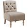 Lina Beige Button Tufted Armless Accent Chair