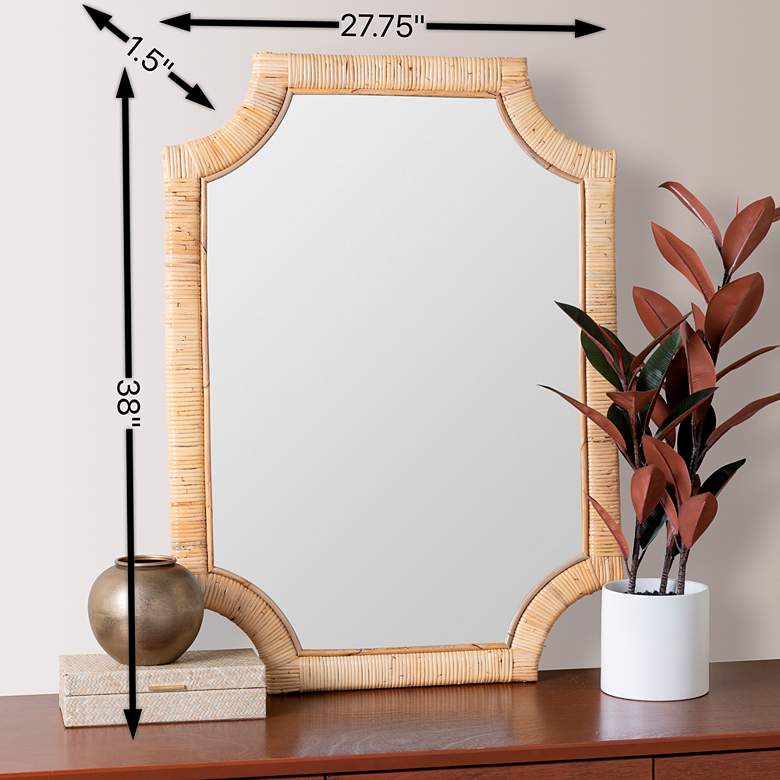 Image 7 Lina Natural Rattan 27 3/4 inch x 38 inch Rectangular Wall Mirror more views