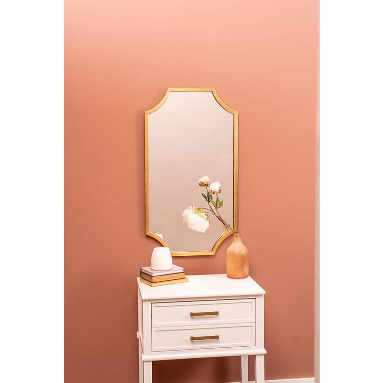 Image 3 Lina Shiny Gold Leaf 20" x 36" Rectangular Wall Mirror more views