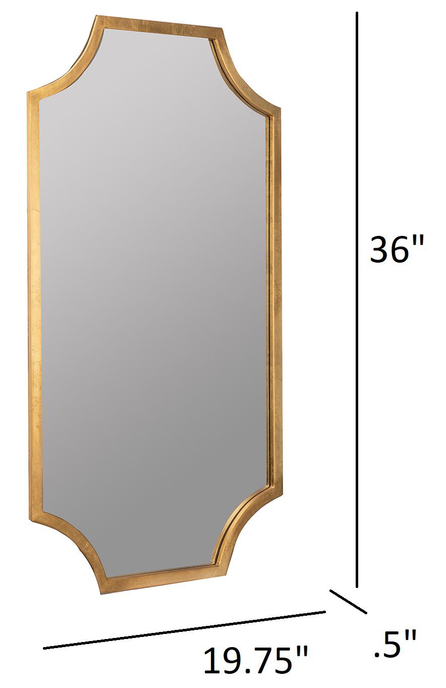 Lina Shiny Gold Leaf 20" x 36" Rectangular Wall Mirror