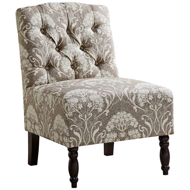 Image 2 Lina Taupe Button Tufted Armless Accent Chair