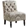 Lina Taupe Button Tufted Armless Accent Chair