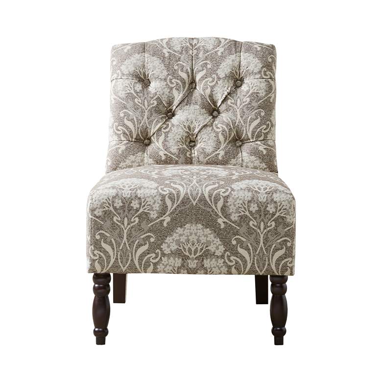 Image 3 Lina Taupe Button Tufted Armless Accent Chair more views