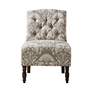 Lina Taupe Button Tufted Armless Accent Chair